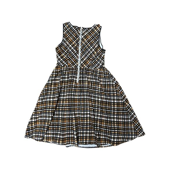 FROCK SHOP, Women's Mini Fit & Flare Dress, Brown Black White Plaid, Large - Picture 2 of 6